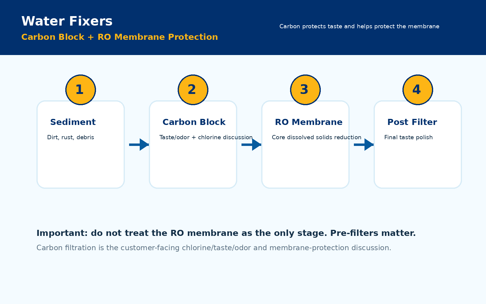 Carbon block filter and membrane protection