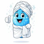 Water Fixers water drop mascot representing soft water