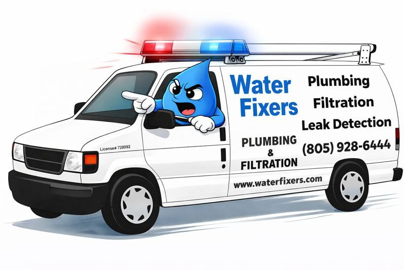Water Fixers emergency plumber van in Santa Maria CA responding to service call
