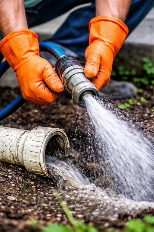 Professional drain cleaning and hydro jetting service clearing clogged pipes in Santa Maria California