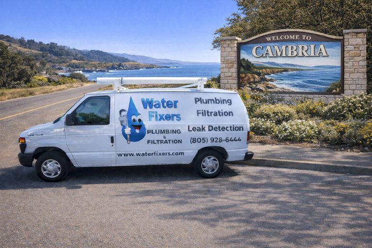 Water Fixers Plumbing & Filtration service van providing plumbing services in Cambria CA