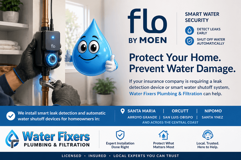 Moen Flo smart water shutoff leak detection device installation by Water Fixers Plumbing & Filtration in Santa Maria and the Central Coast