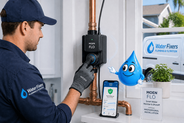 Moen Flo Smart Water Monitor installation by Water Fixers Plumbing and Filtration