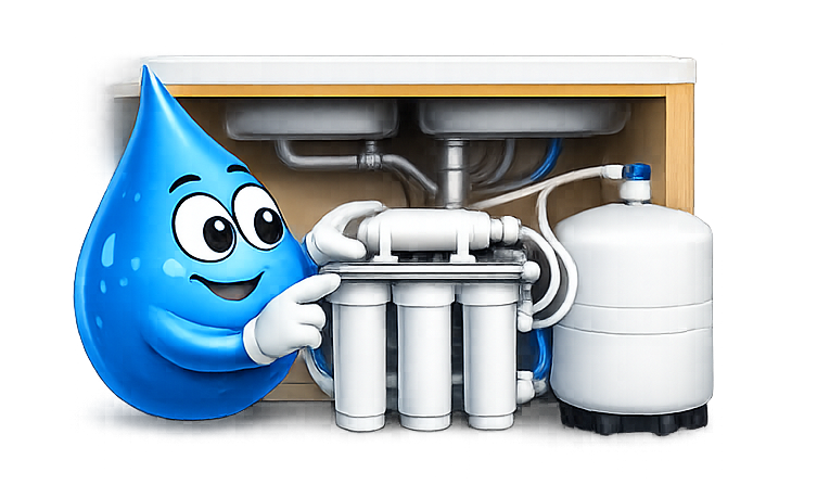 Water Fixers Drop Guy installing an under-sink reverse osmosis system