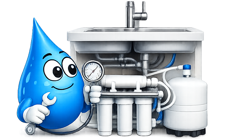 Water Fixers Drop Guy troubleshooting a reverse osmosis system