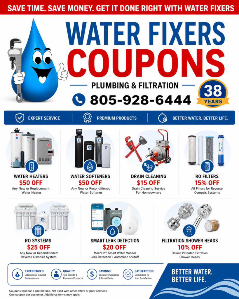 Water Fixers plumbing and filtration coupon overview
