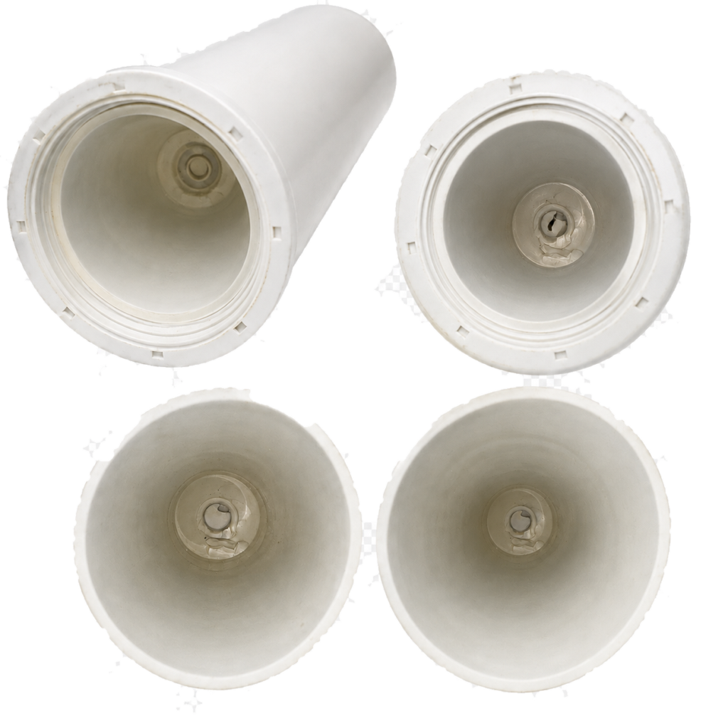 Inside view of worn reverse osmosis membrane housings
