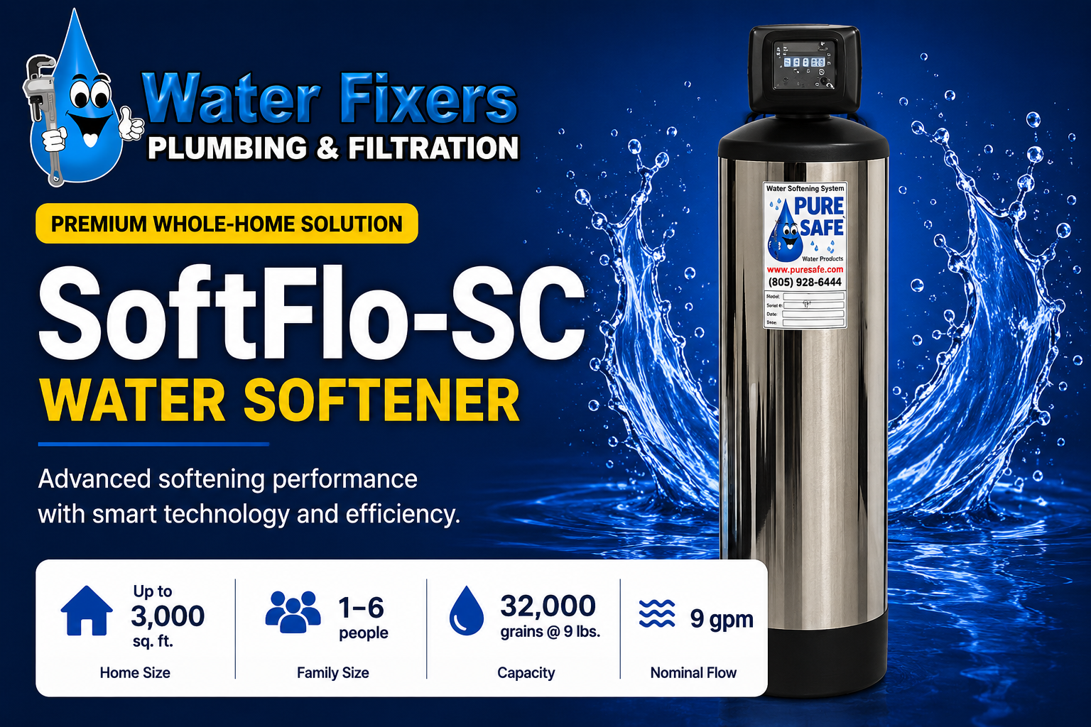 SmartSoft water softener by Water Fixers Plumbing & Filtration