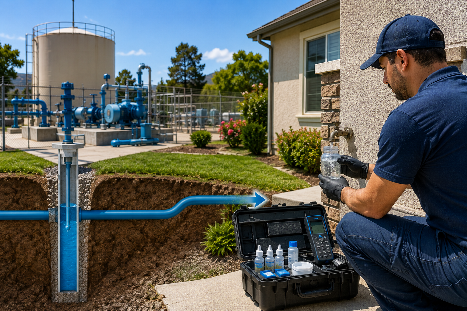 Educational view comparing Lompoc public water service with property plumbing and water testing