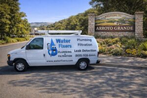 Water Fixers service van near the Arroyo Grande welcome sign
