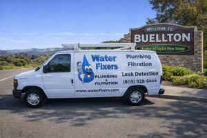 Water Fixers service van near the Buellton welcome sign