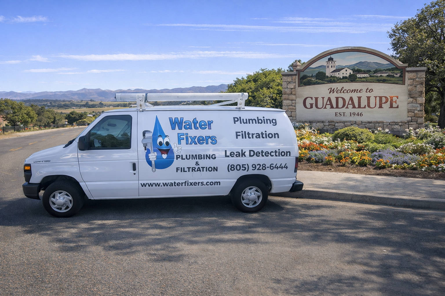 Water Fixers service van in the Guadalupe service area