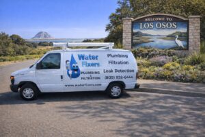 Water Fixers service van near the Los Osos welcome sign
