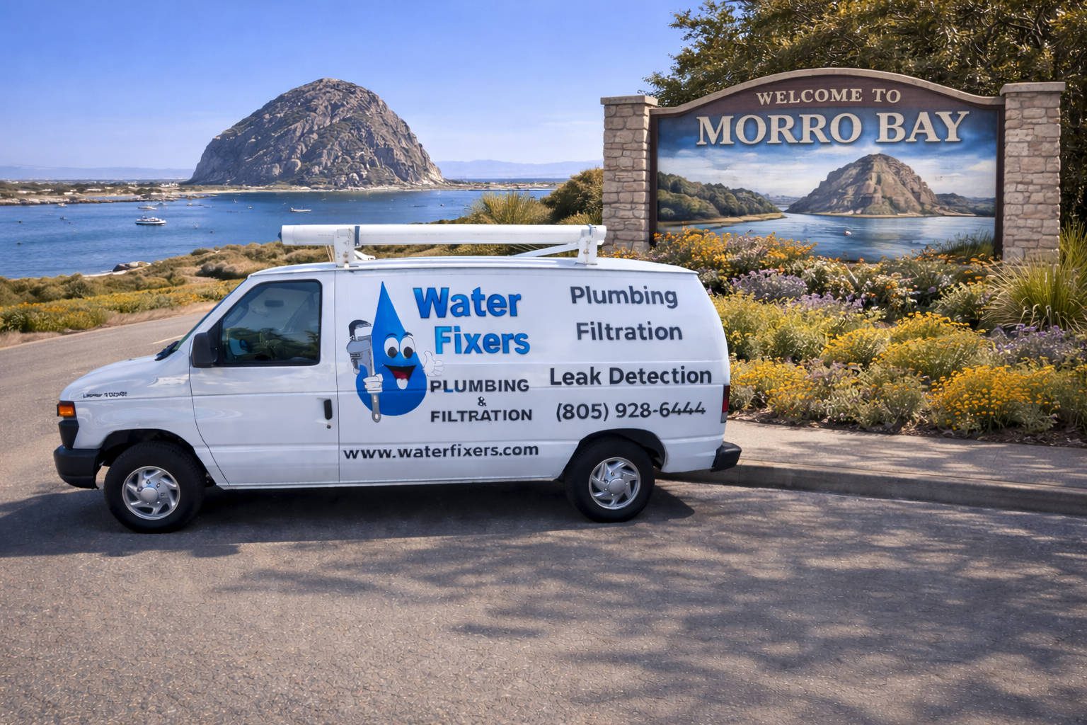 Water Fixers service van in the Morro Bay service area