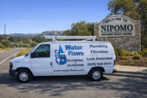 Water Fixers service van near the Nipomo welcome sign