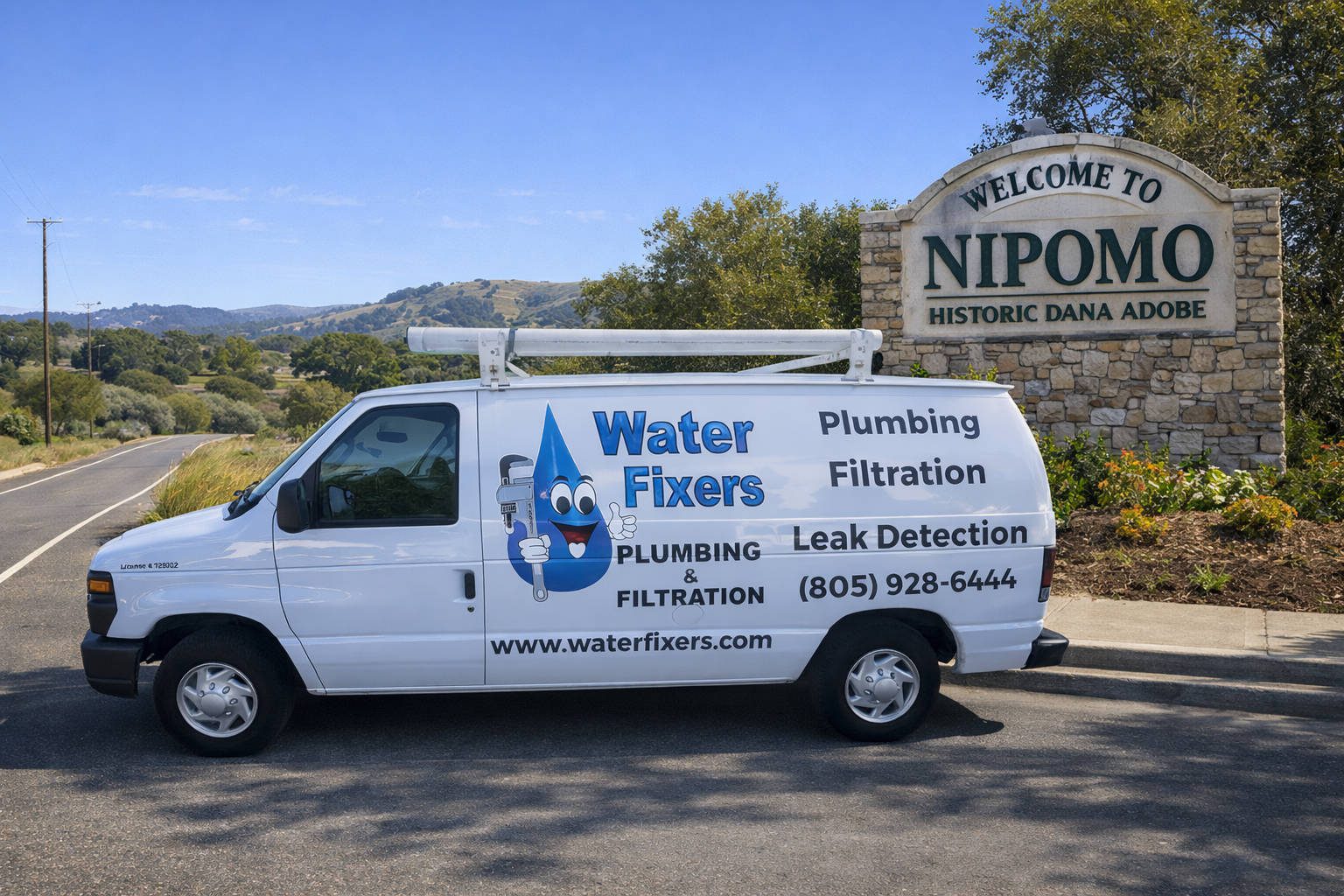 Water Fixers service van in the Nipomo service area