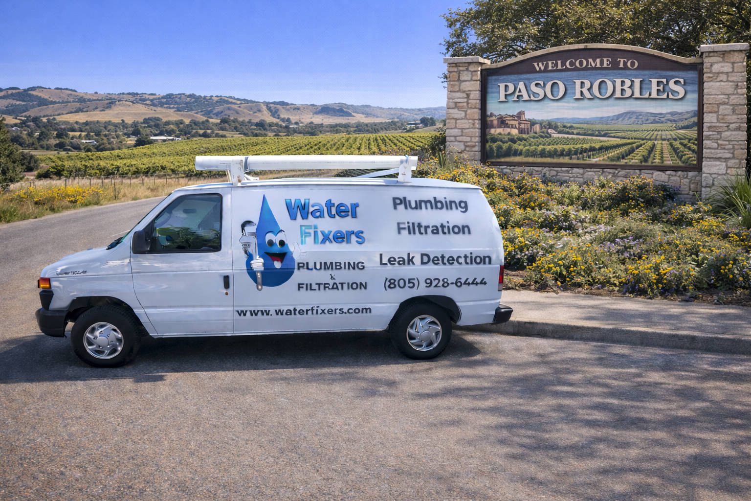 Water Fixers service van in the Paso Robles service area