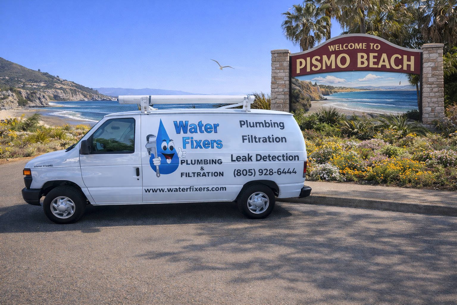 Water Fixers service van in the Pismo Beach service area