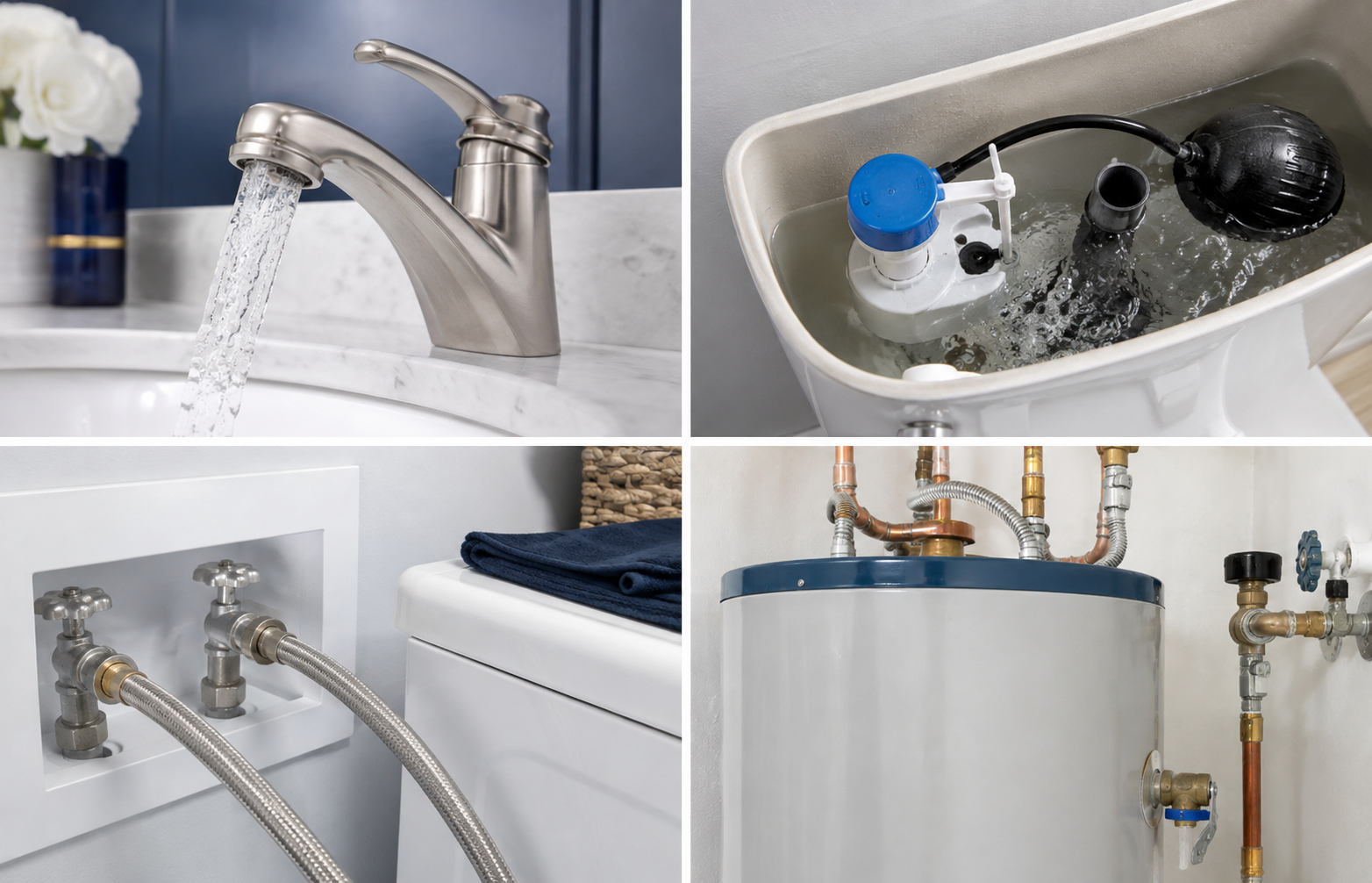 Household plumbing fixtures and connections that can be affected by excessive water pressure