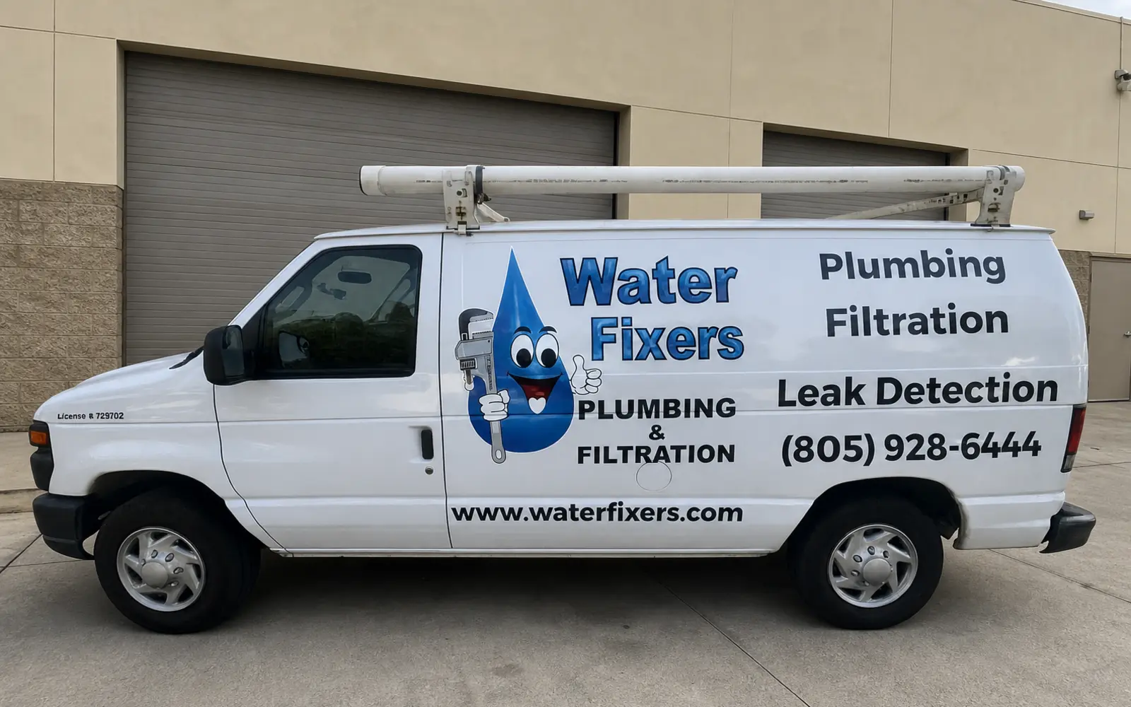 Water Fixers service van at a commercial property on the California Central Coast