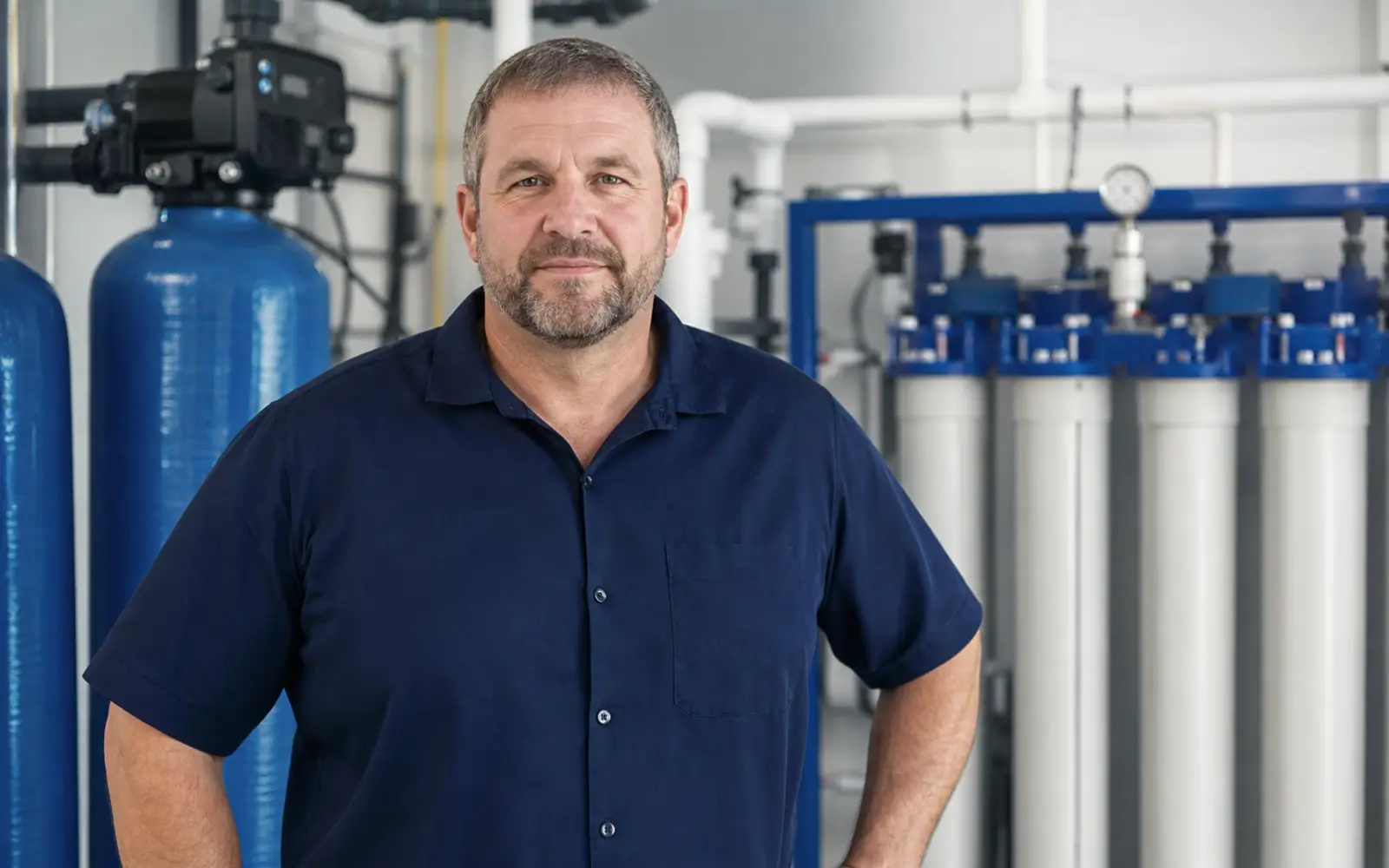 Water Fixers technician providing commercial plumbing and water treatment service