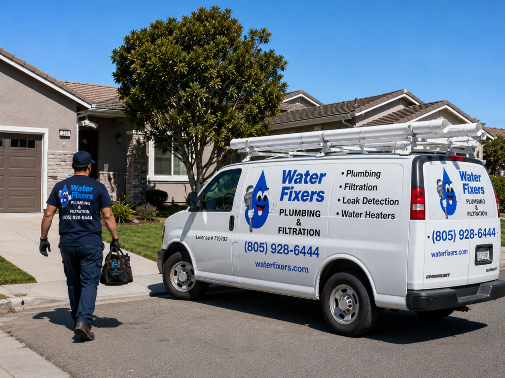 Water Fixers plumber arriving for service in the Lompoc service area