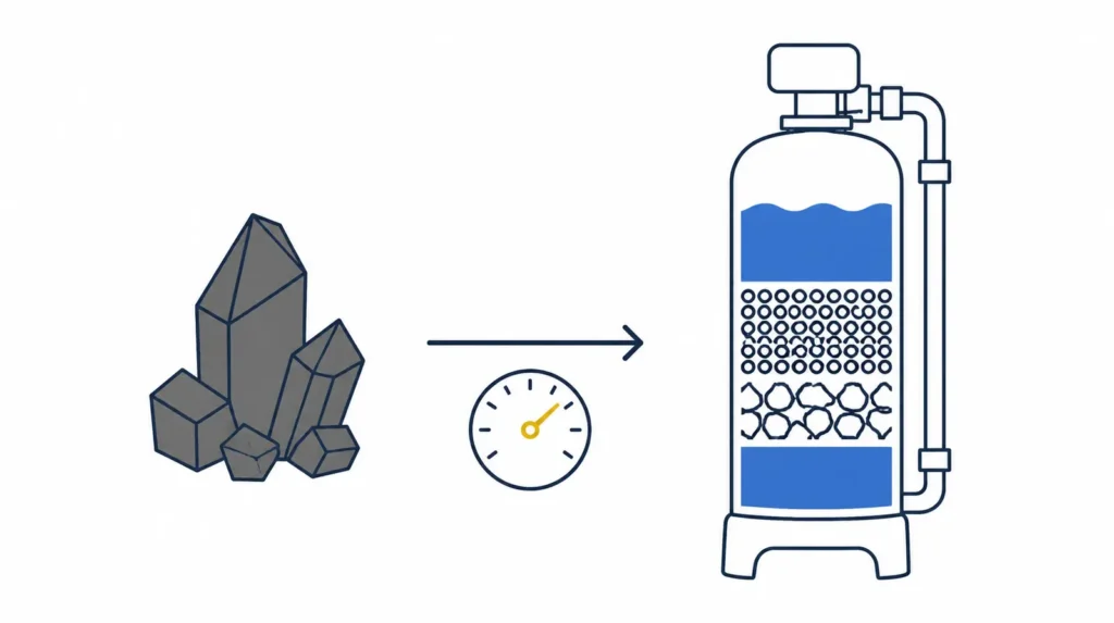 Diagram linking manganese, water pH and oxidation-filtration treatment.