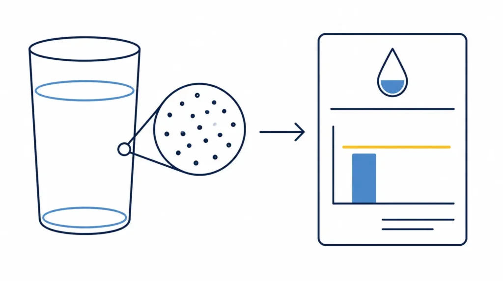 Nitrate is invisible in a glass and is measured only by a laboratory result.