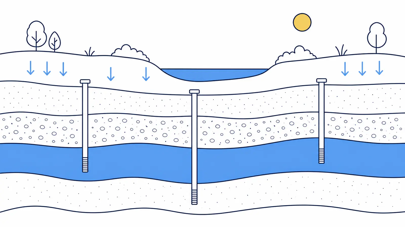 Simplified basin cross-section showing that wells in one valley can differ.