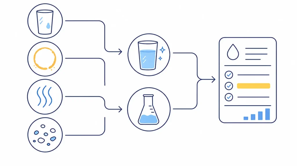 Visible water signs and invisible concerns both lead to laboratory testing.