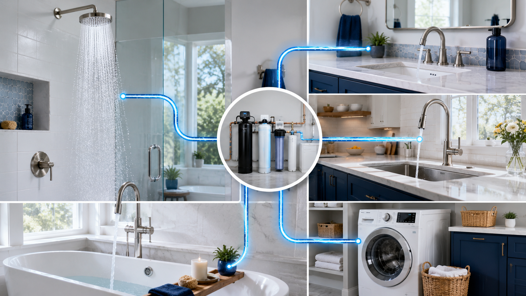 Household water used in showers, bathtubs, sinks, and washing machines