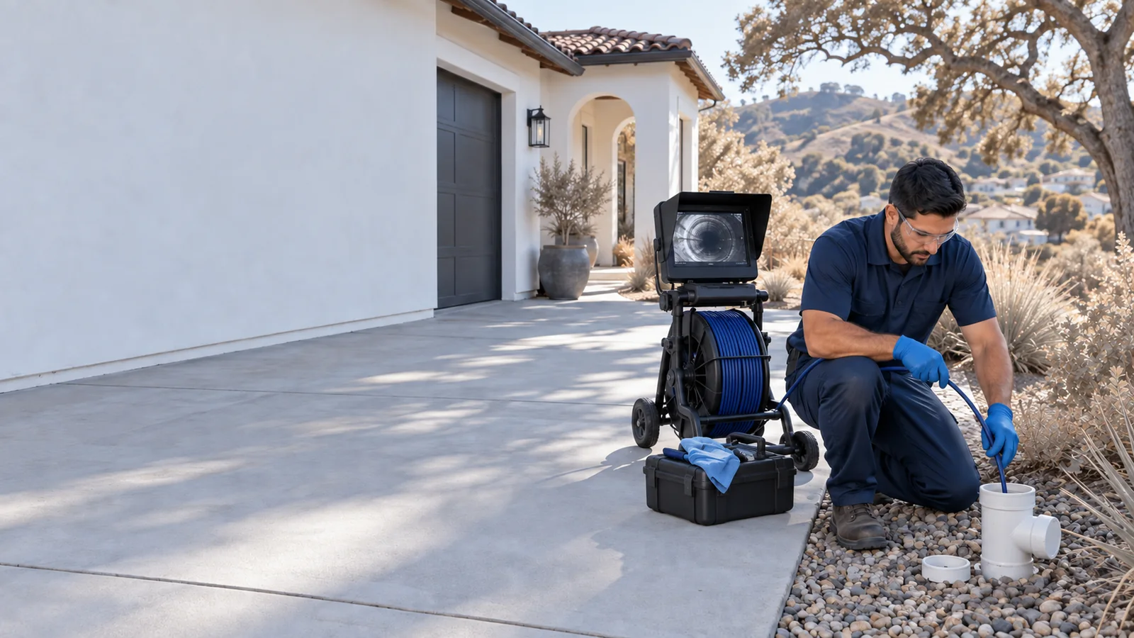Water Fixers sewer and main drain service at a residential cleanout in Arroyo Grande
