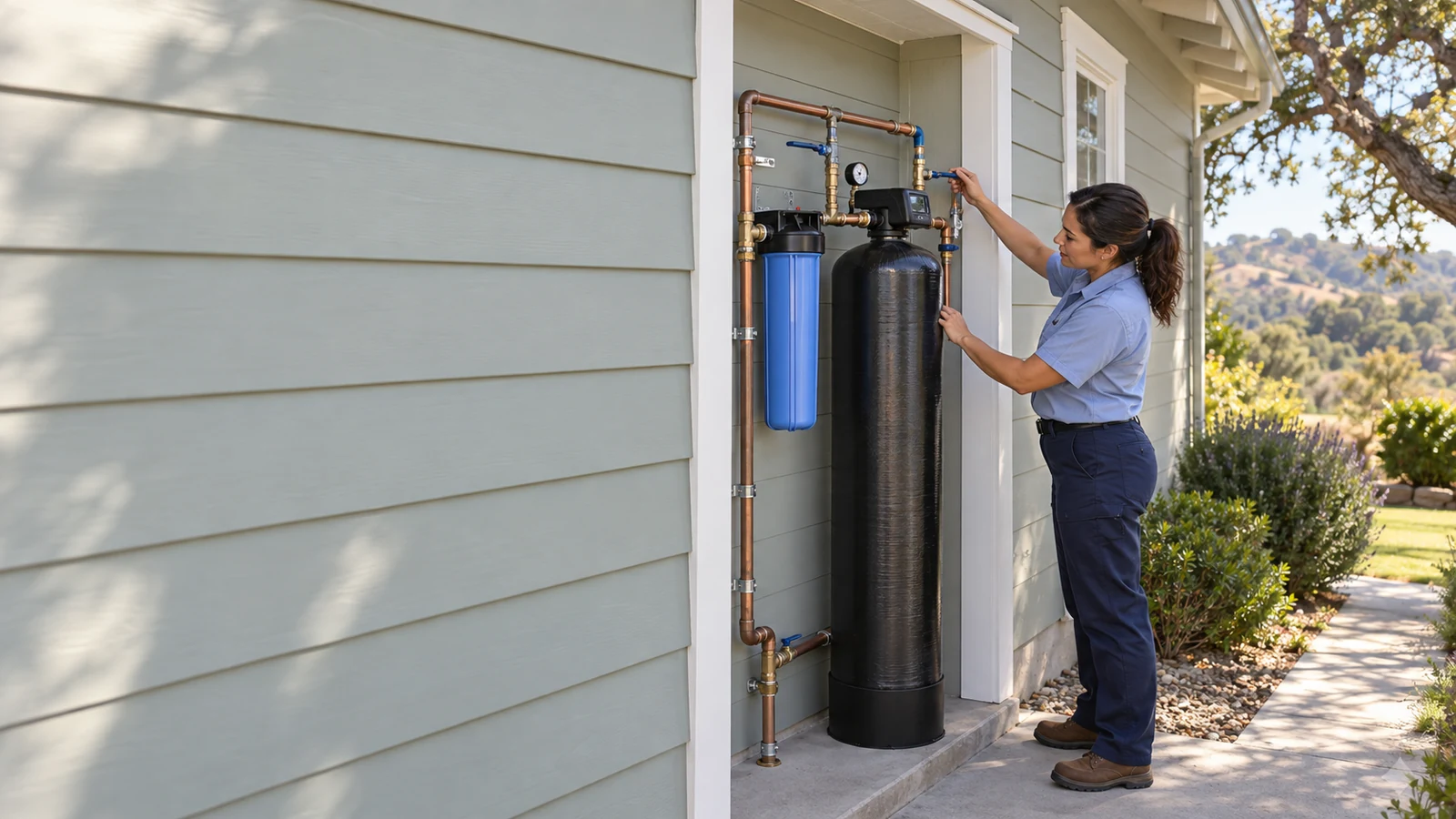 Whole house water filtration system installed at a Arroyo Grande, California home