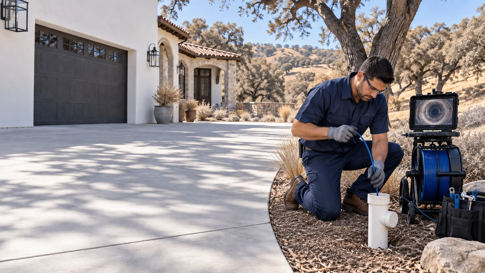 Water Fixers sewer and main drain service at a residential cleanout in Atascadero
