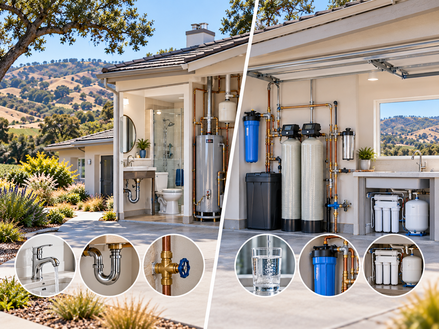 Buellton home diagram showing plumbing and water filtration service paths