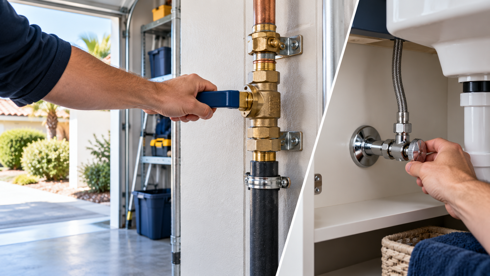 Homeowner operating a residential main water shutoff valve