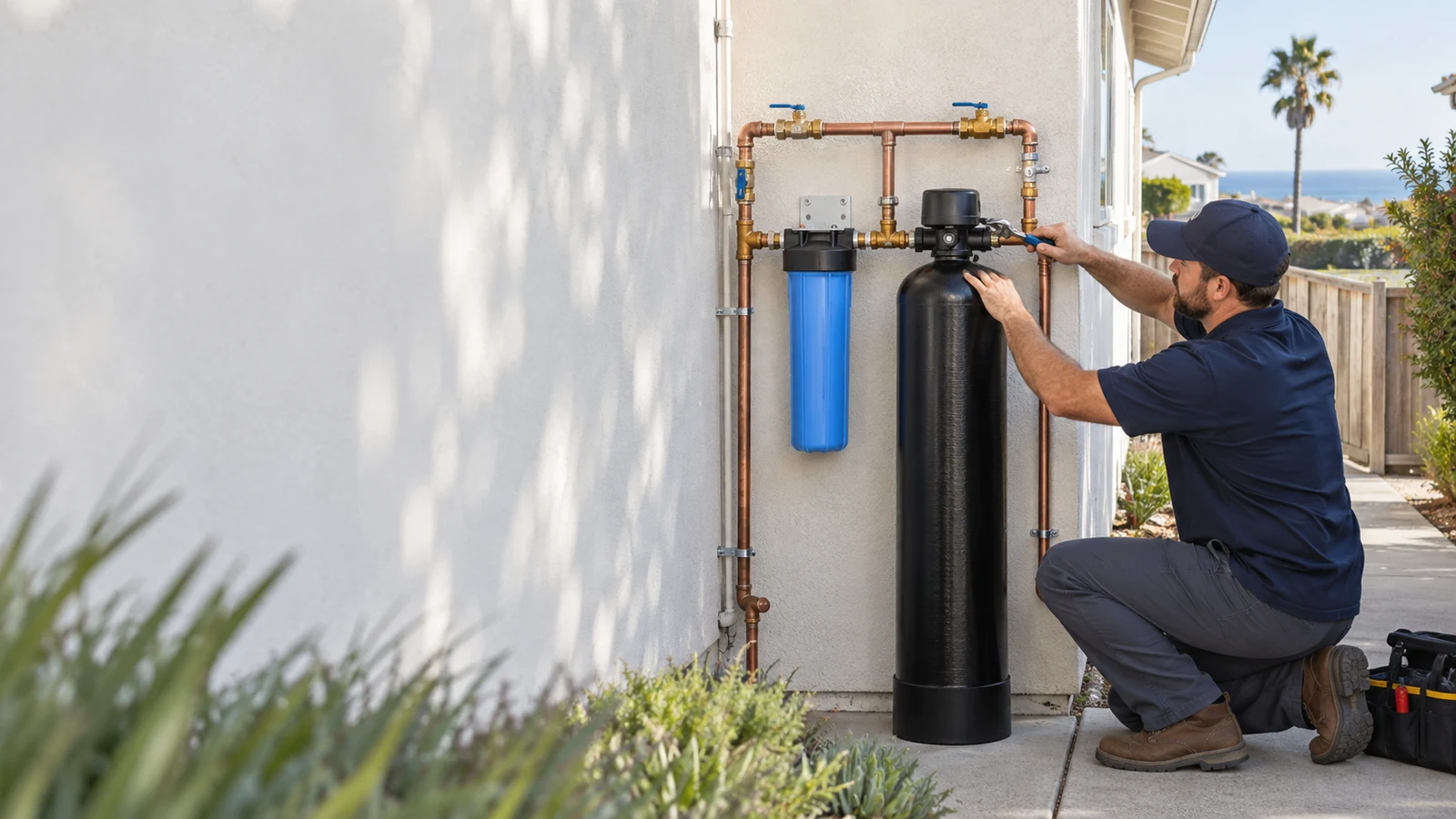 Whole house water filtration system installed at a Grover Beach, California home