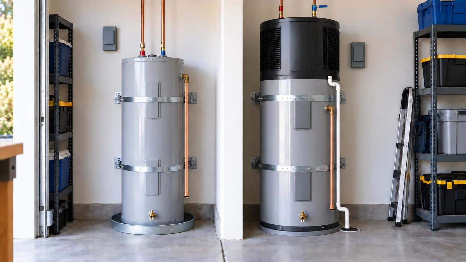 Comparison of a heat pump water heater and conventional storage water heater