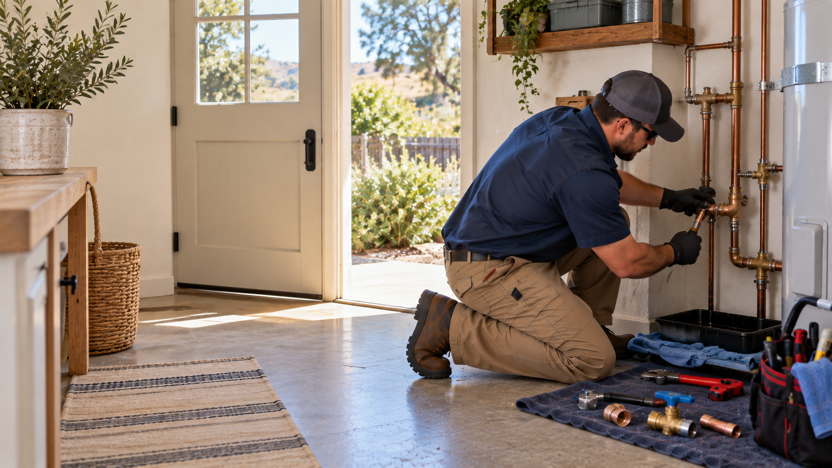 Water Fixers emergency plumber responding to an urgent residential plumbing problem in Los Alamos, California
