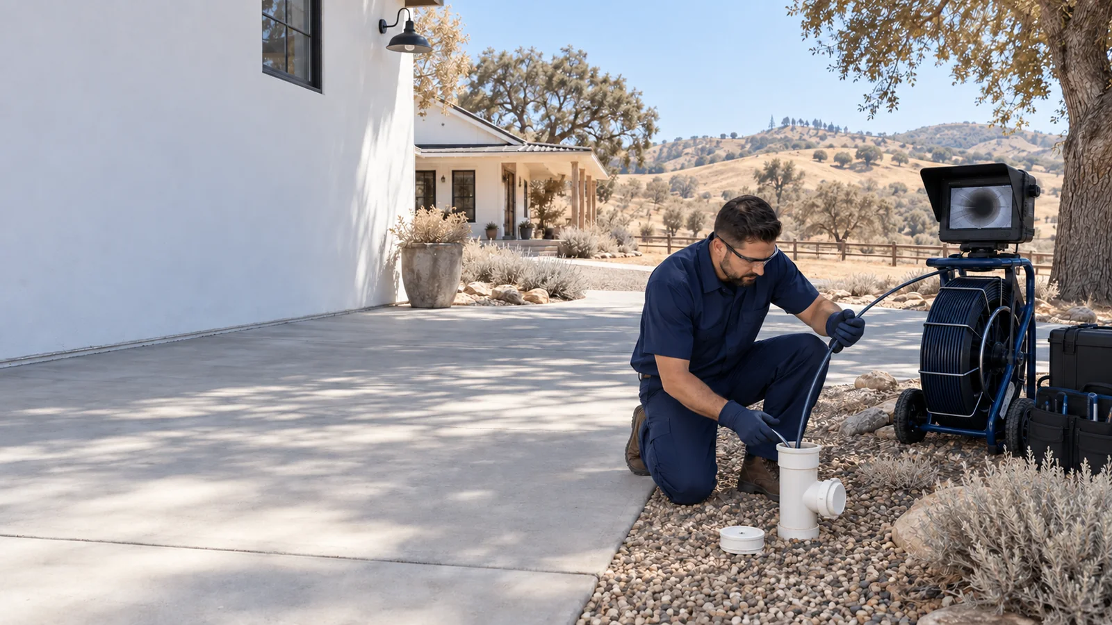 Water Fixers sewer and main drain service at a residential cleanout in Los Alamos