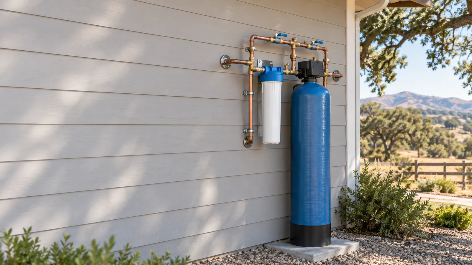 Whole house water filtration system installed at a Los Alamos, California home