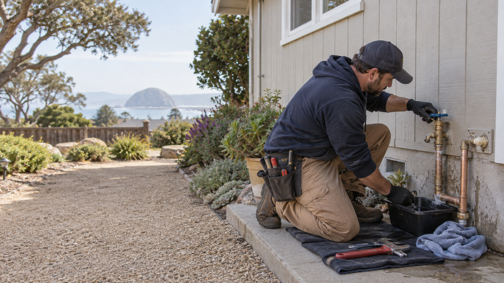Water Fixers emergency plumber responding to an urgent residential plumbing problem in Los Osos, California