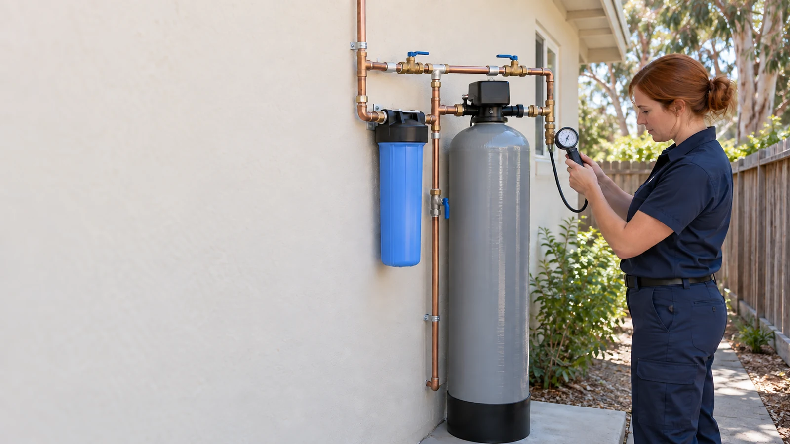 Whole house water filtration system installed at a Los Osos, California home