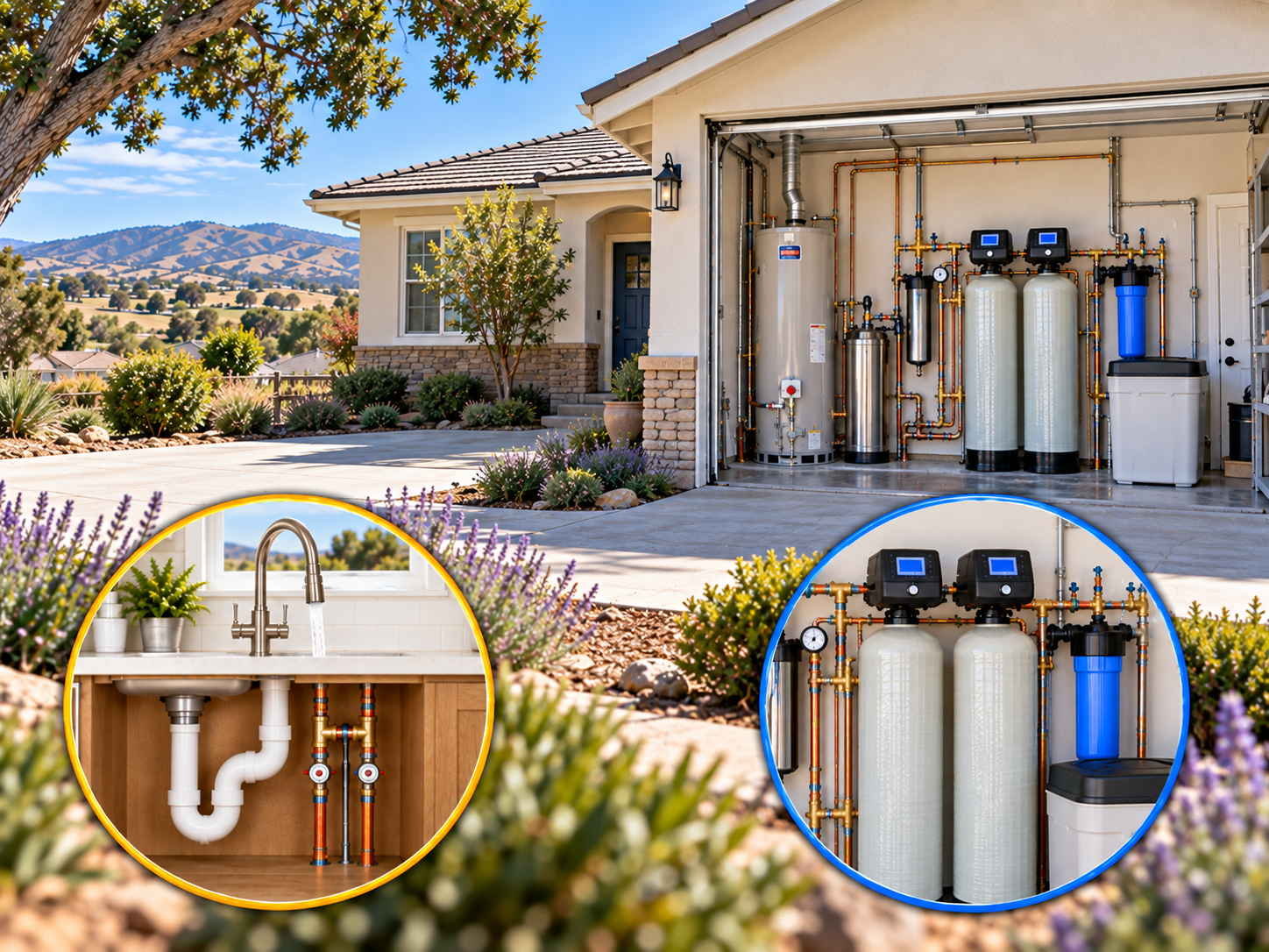 Orcutt home diagram showing separate plumbing and water filtration service paths