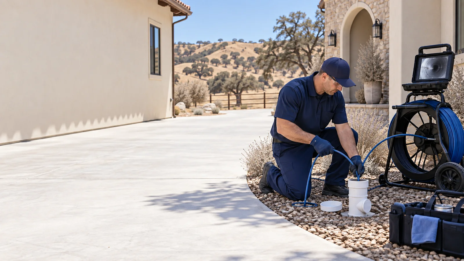 Water Fixers sewer and main drain service at a residential cleanout in Paso Robles