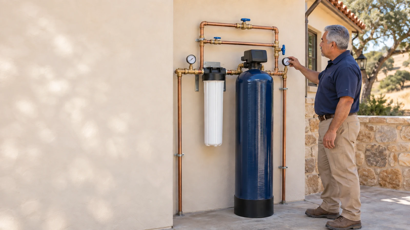 Whole house water filtration system installed at a Paso Robles, California home