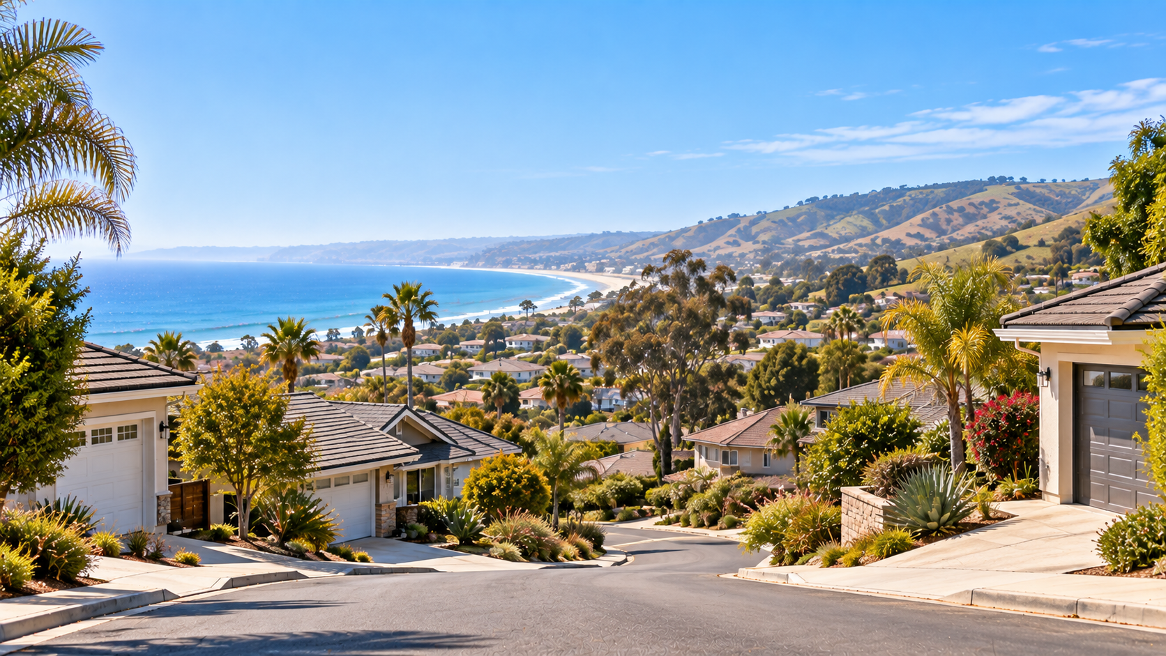 Pismo Beach residential hillside neighborhood overlooking the coast