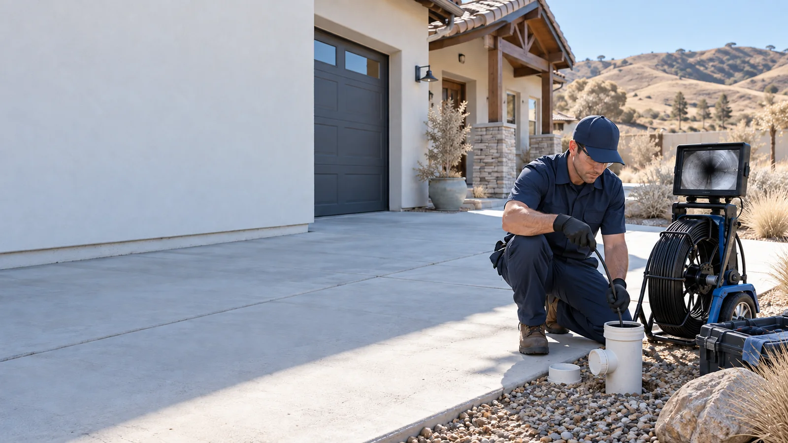 Water Fixers sewer and main drain service at a residential cleanout in San Luis Obispo