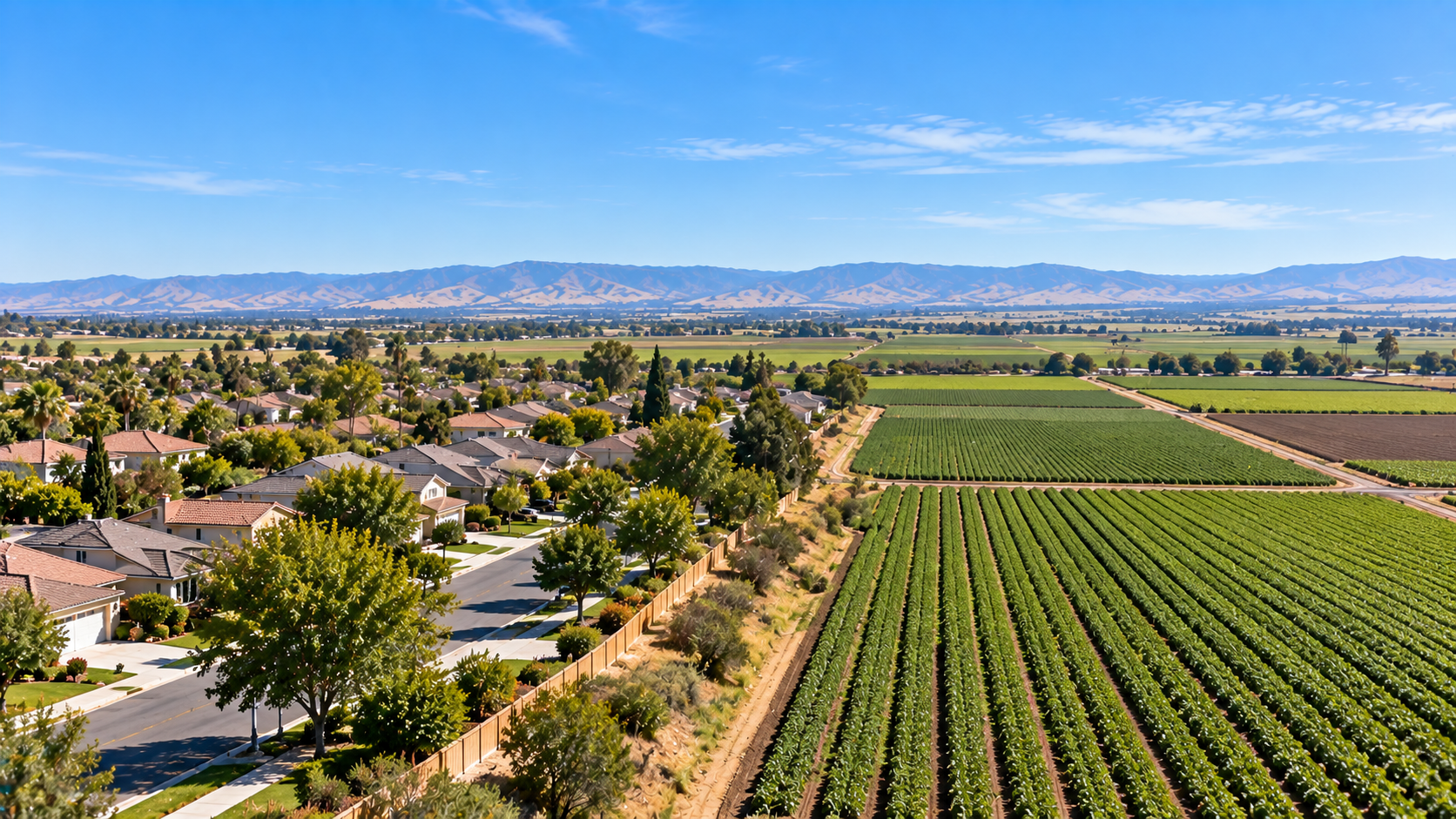 Santa Maria Valley residential edge beside agricultural fields and surrounding hills
