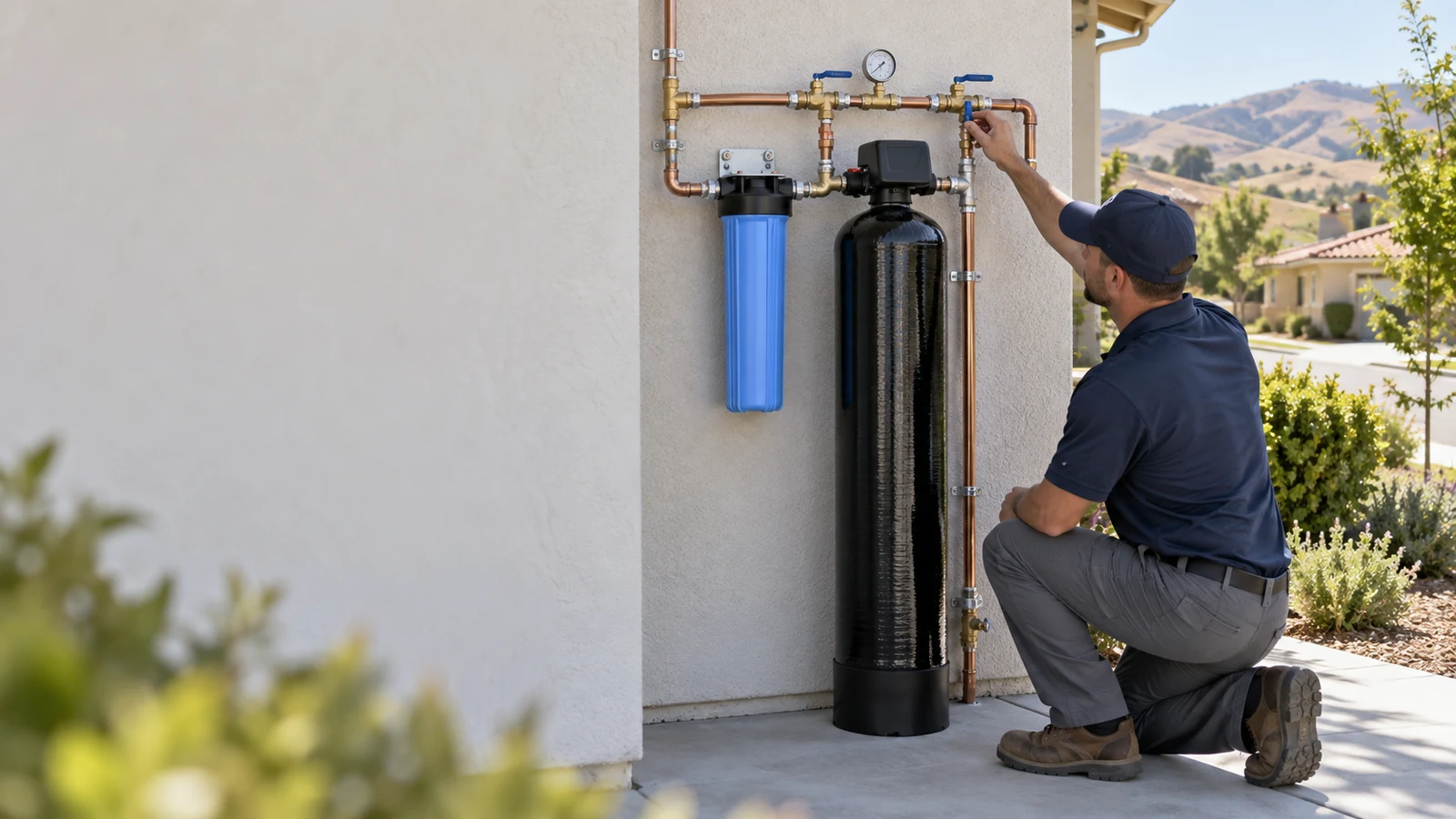 Residential whole-house water filtration equipment for a Santa Maria, California home